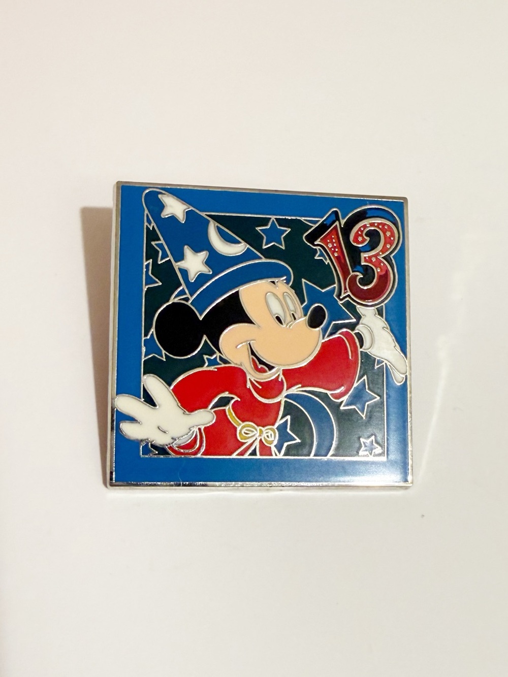 Disney Mickey Sorcerer Square pin- Blue, Red, White